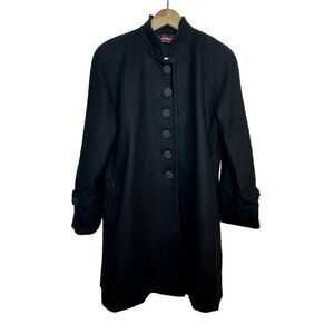 ALORNA Vintage Black Wool Blend Hip Length Coat Size L XL